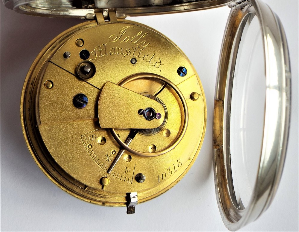 Antique 1884 English silver pocket watch Jolly Mansfield View V