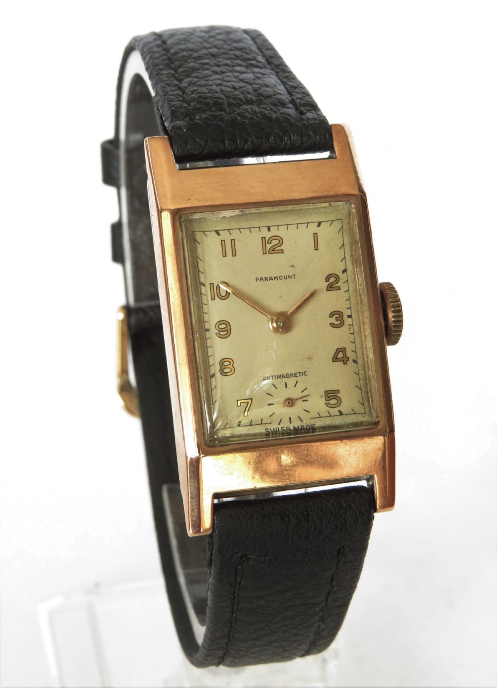 Gents 9ct gold Paramount Art Deco wrist watch View II