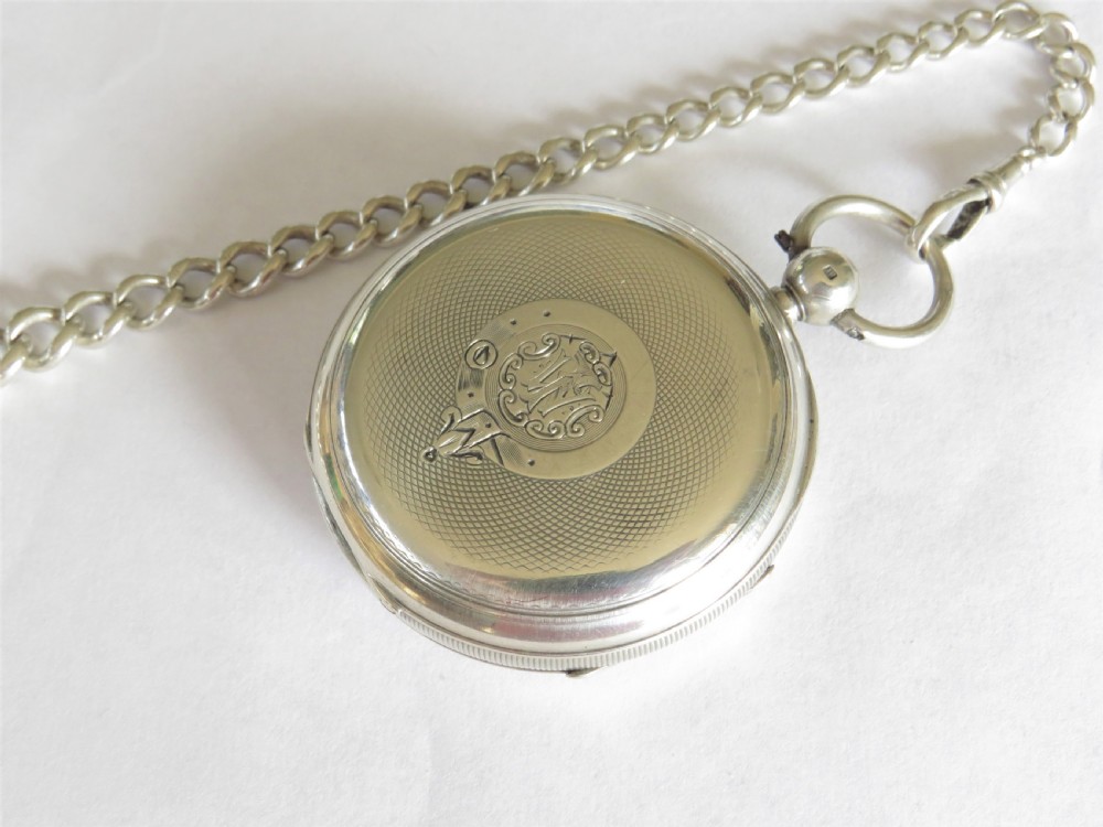 Antique Rotherhams silver pocket watch and chain View III