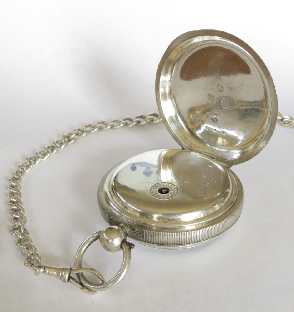 Antique Rotherhams silver pocket watch and chain View IV