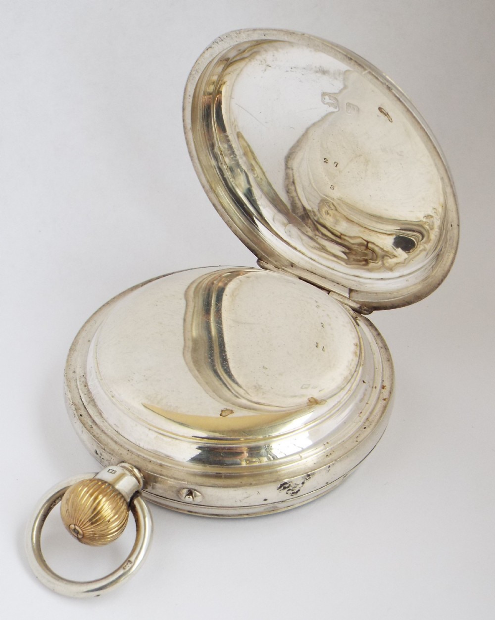 Large antique silver Rotherhams pocket watch, 1914. View III