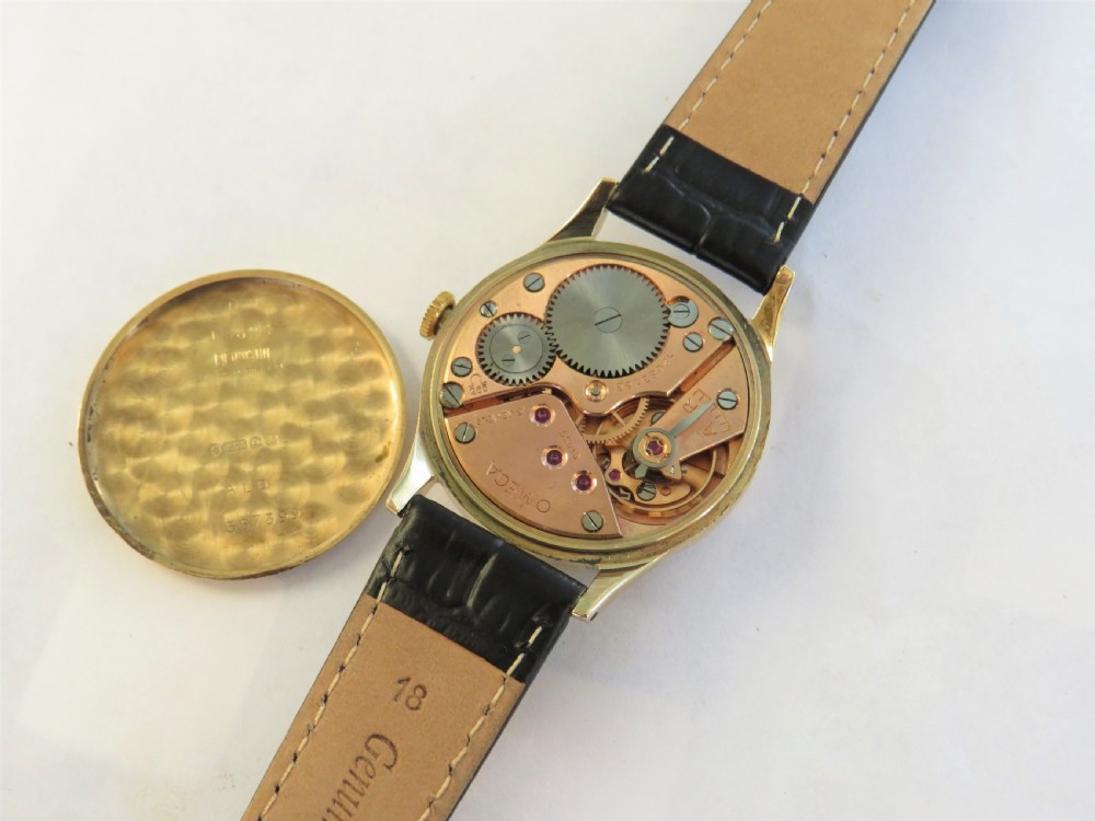 Gents 9ct gold Omega wrist watch, 1950 View V