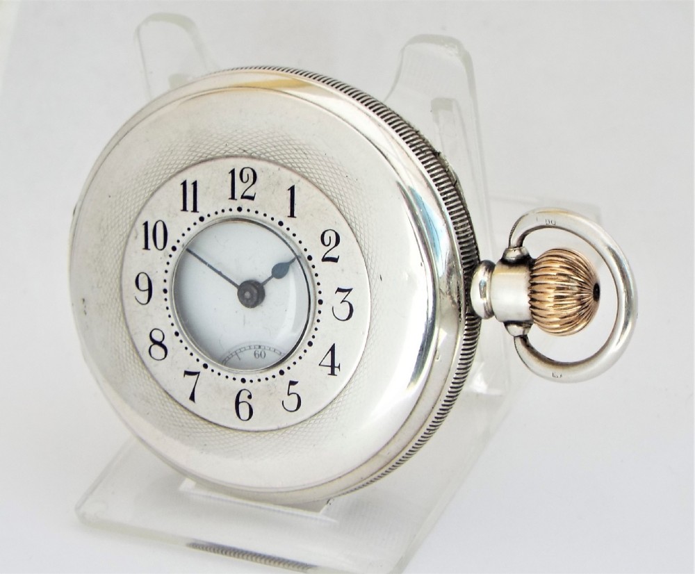 Antique 1912 silver half hunter pocket watch.