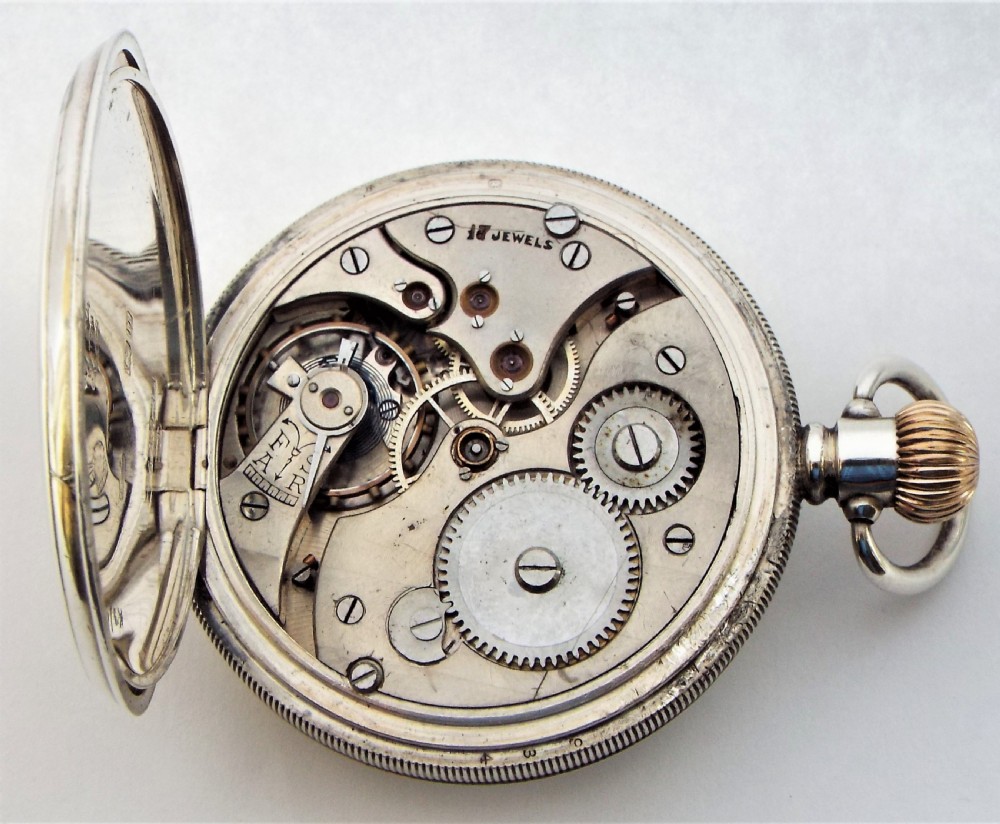 Antique 1912 silver half hunter pocket watch. View VI