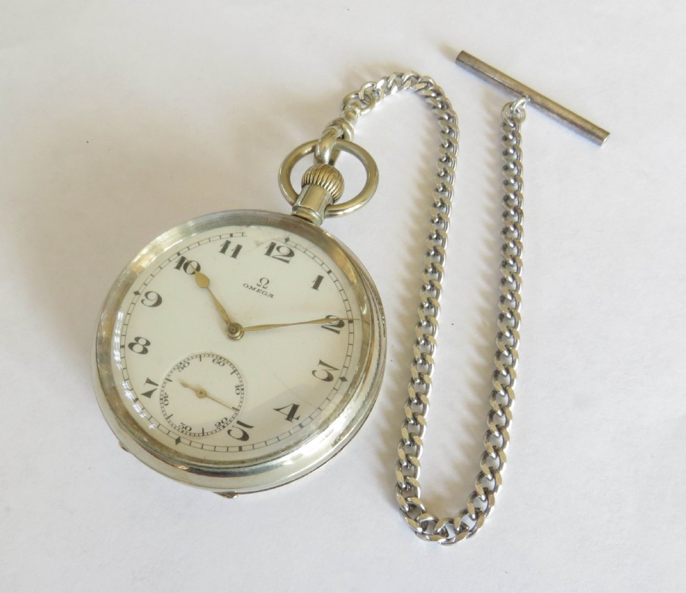 Antique Omega pocket watch and chain View II