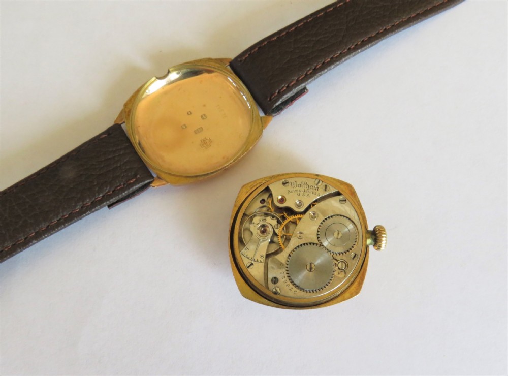 Gents 9ct rose gold Waltham wrist watch, 1934 View III