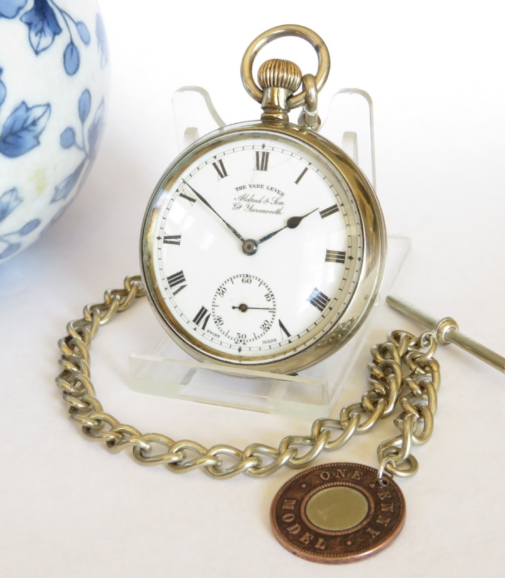 'The Yare Lever' pocket watch and chain