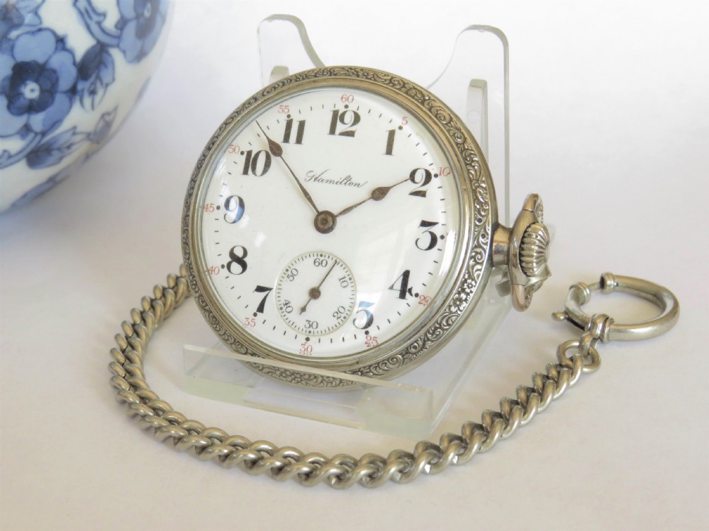 Hamilton white gold filled pocket watch, 1913
