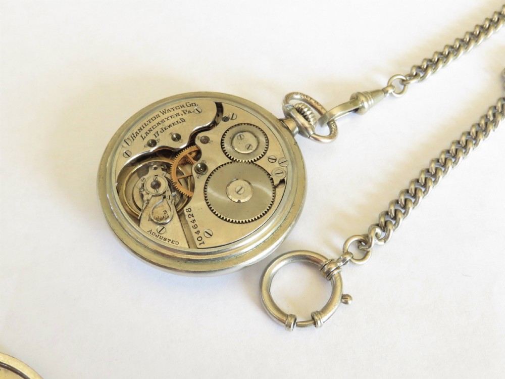 Hamilton white gold filled pocket watch, 1913 View II