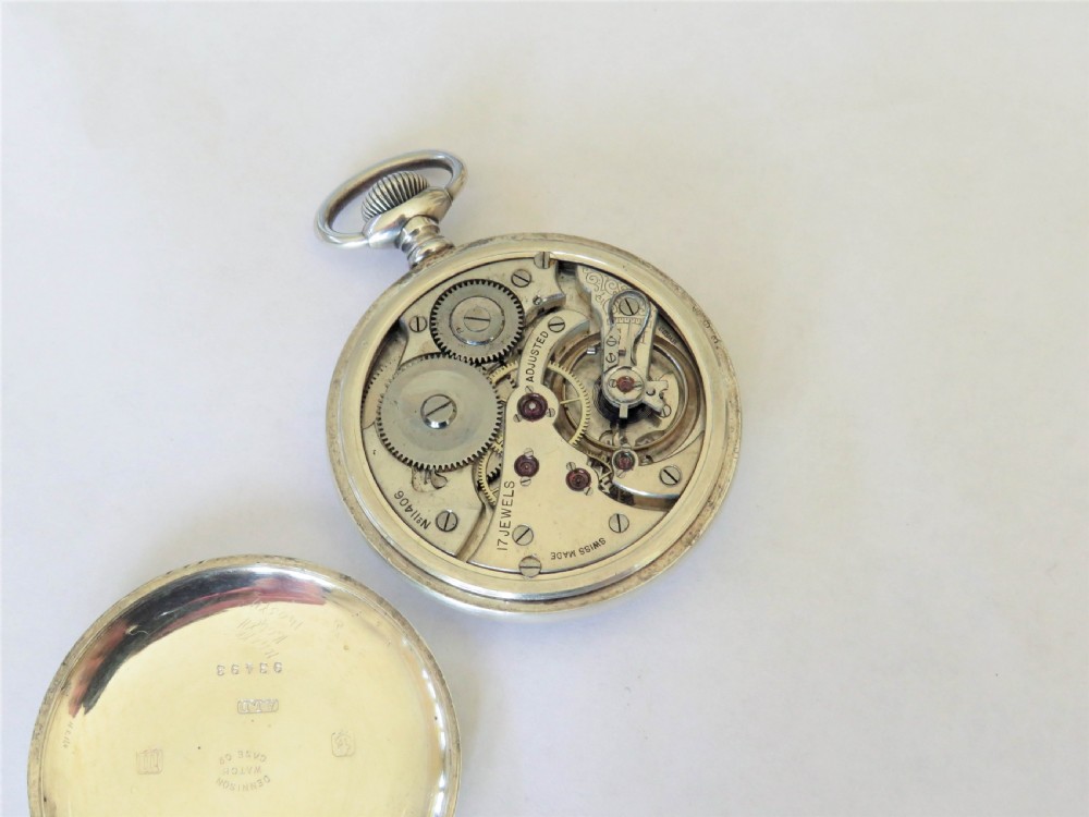 Antique 1911 silver pocket watch and chain View II