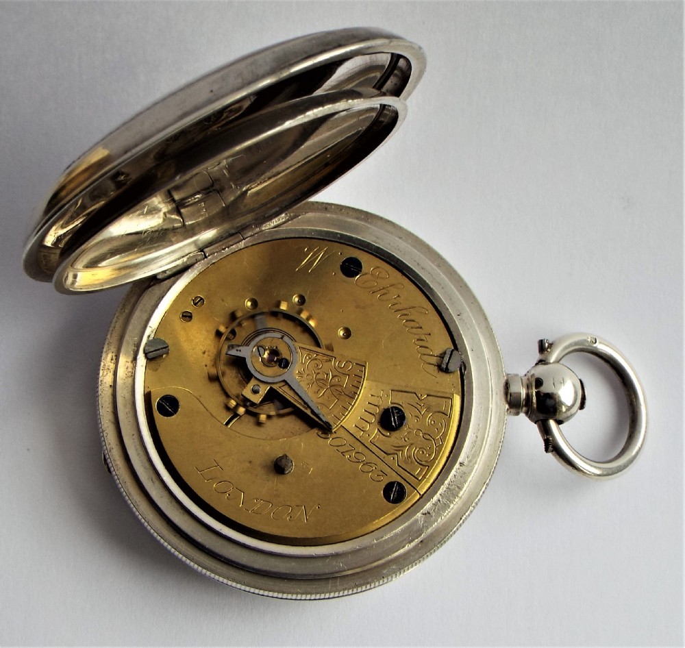Antique William Ehrhardt silver hunter pocket watch. View VI
