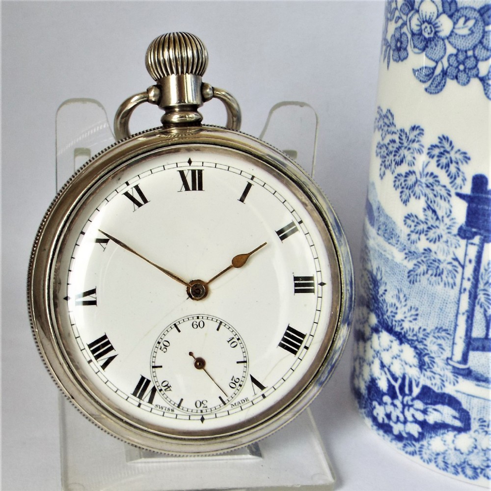 Antique 1918 silver Pilot pocket watch.