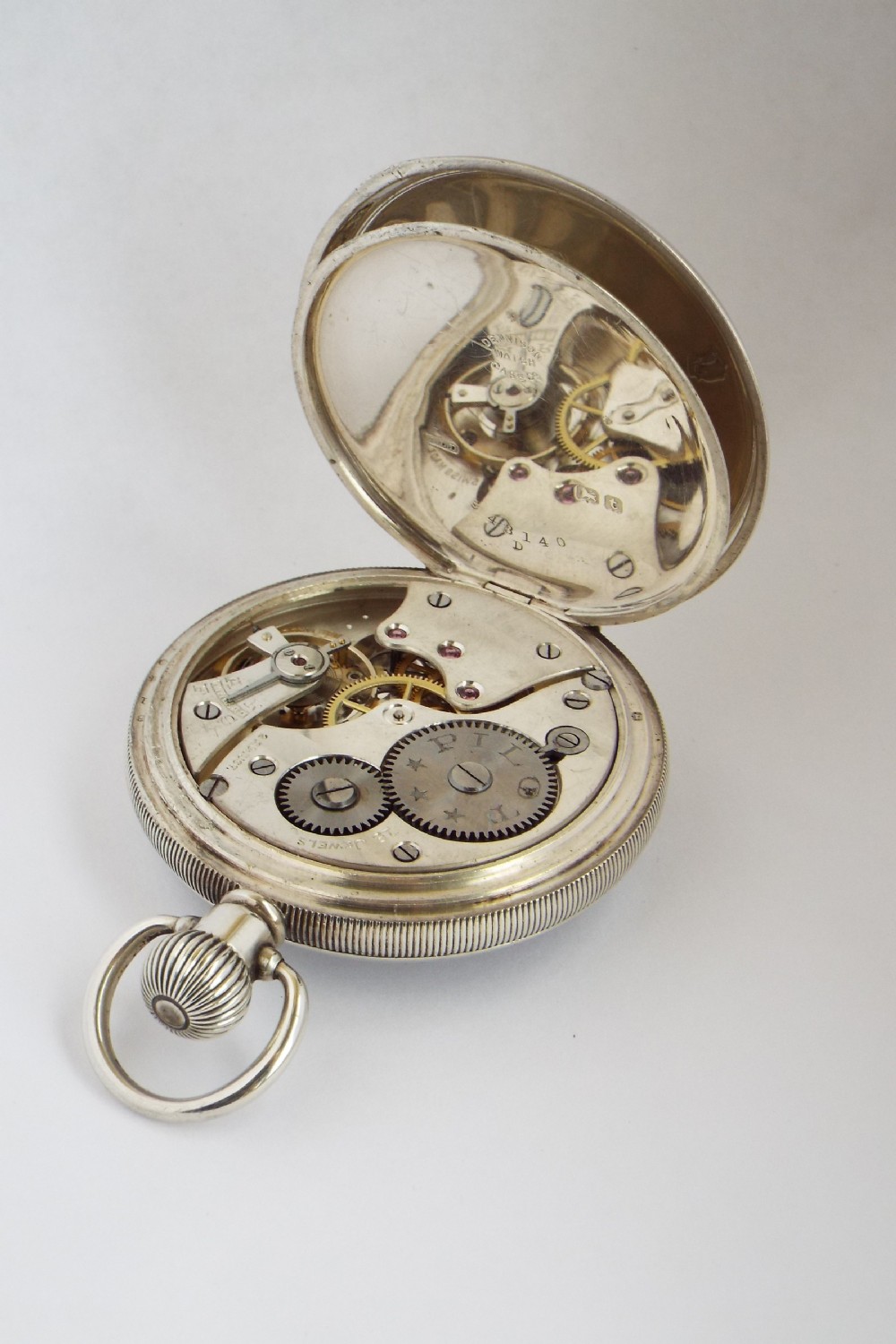 Antique 1918 silver Pilot pocket watch. View IV