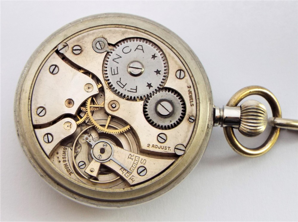 1930s Frenca Swiss pocket watch and chain. View III