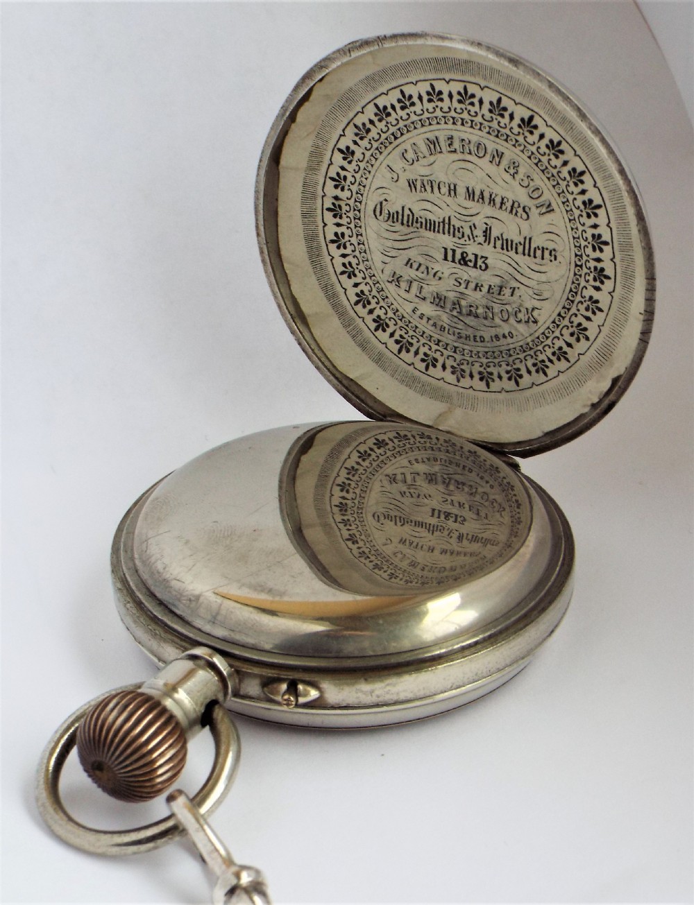 Antique Goliath pocket watch and chain, circa 1910s. View IV
