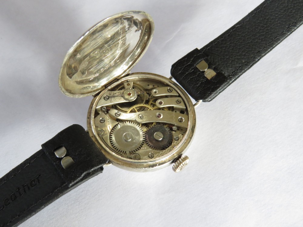 Antique silver trench watch, c1917 View V