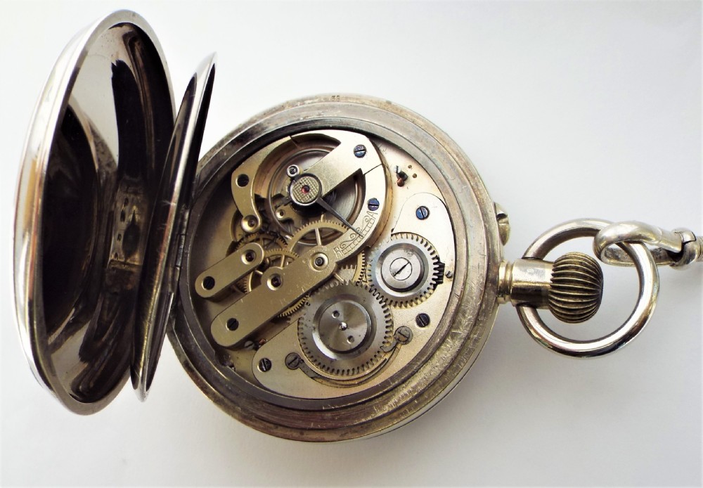 Antique Goliath pocket watch and chain, circa 1910s. View V