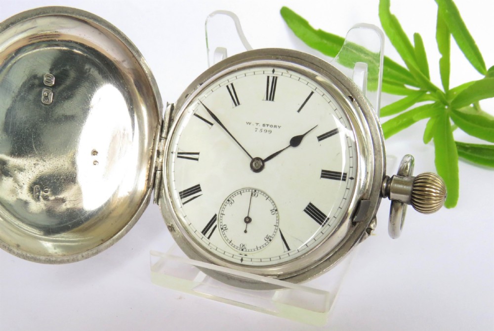 Antique silver full hunter pocket watch, Dewsbury