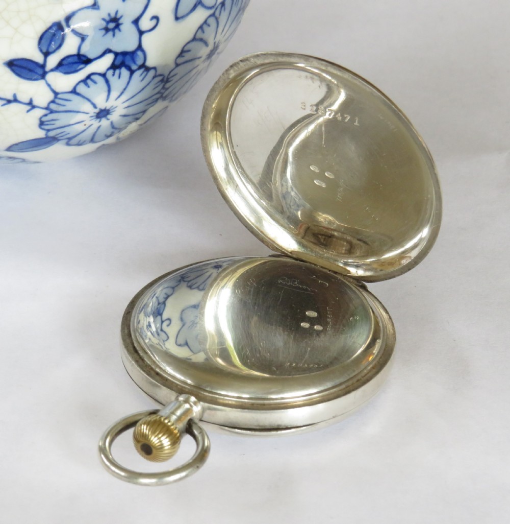 Antique silver Zenith pocket watch, 1919 View IV