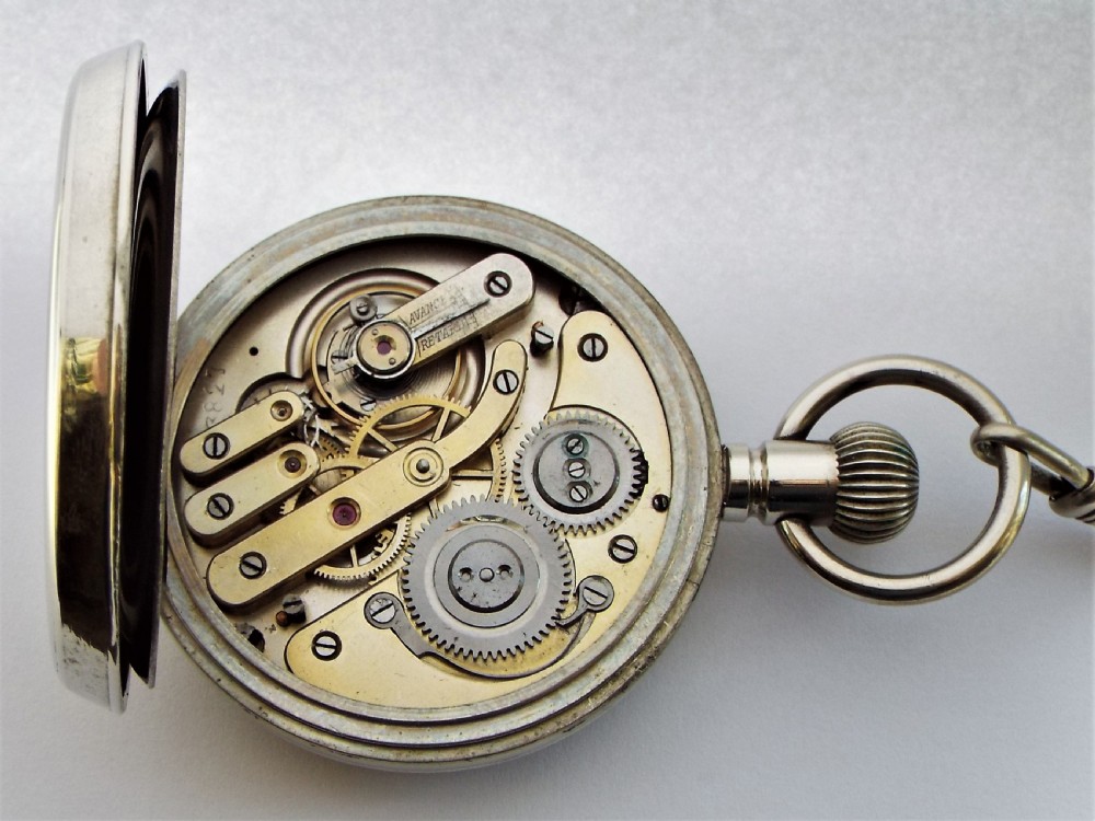 Large antique pocket watch and chain. View V