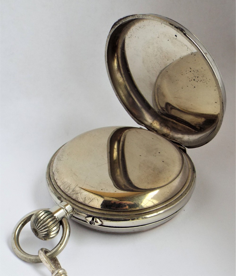 Antique Goliath pocket watch and chain, circa 1910s. View V