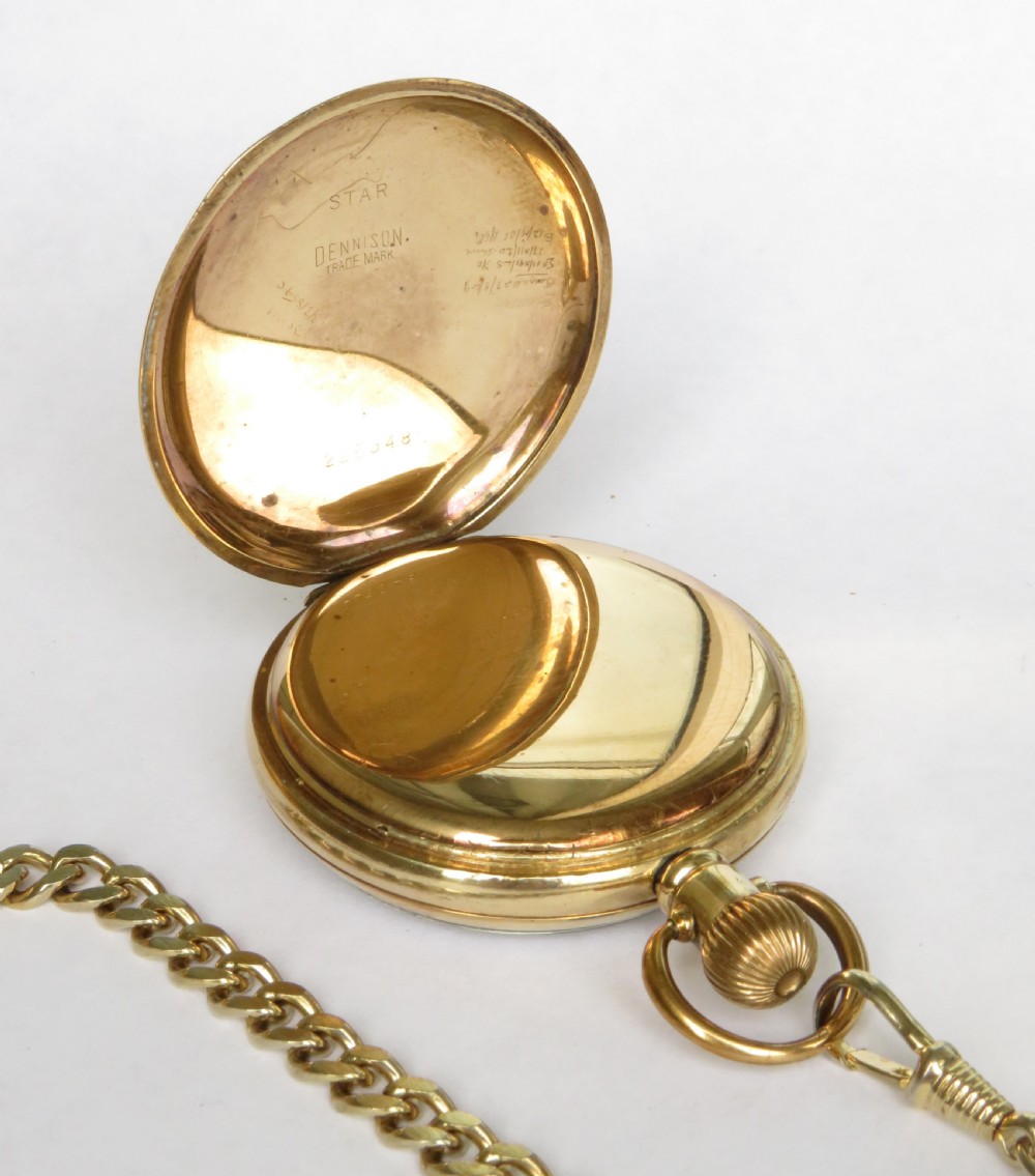 1920s gold plated pocket watch and chain View III