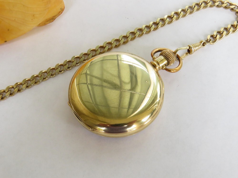 1920s gold plated pocket watch and chain View V