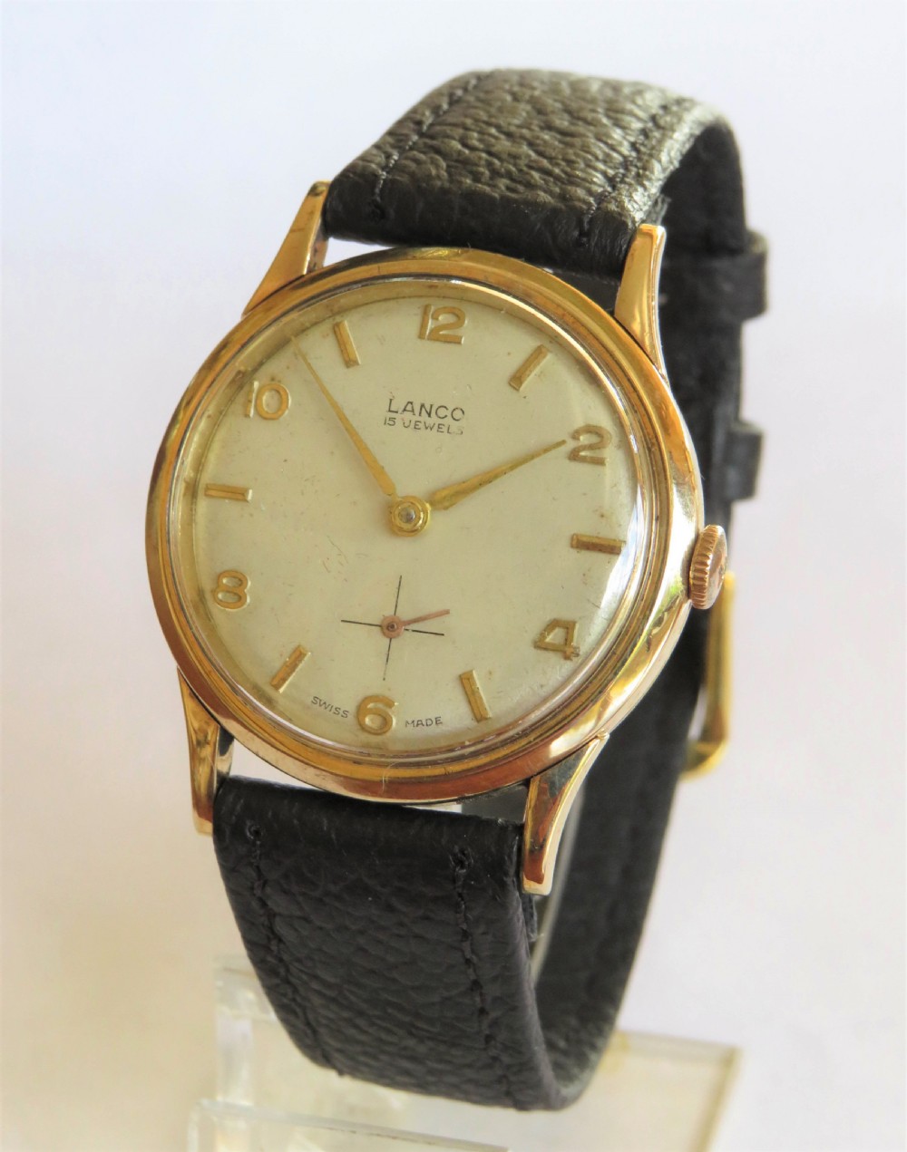Gents 9ct gold Lanco wrist watch, 1960 View II