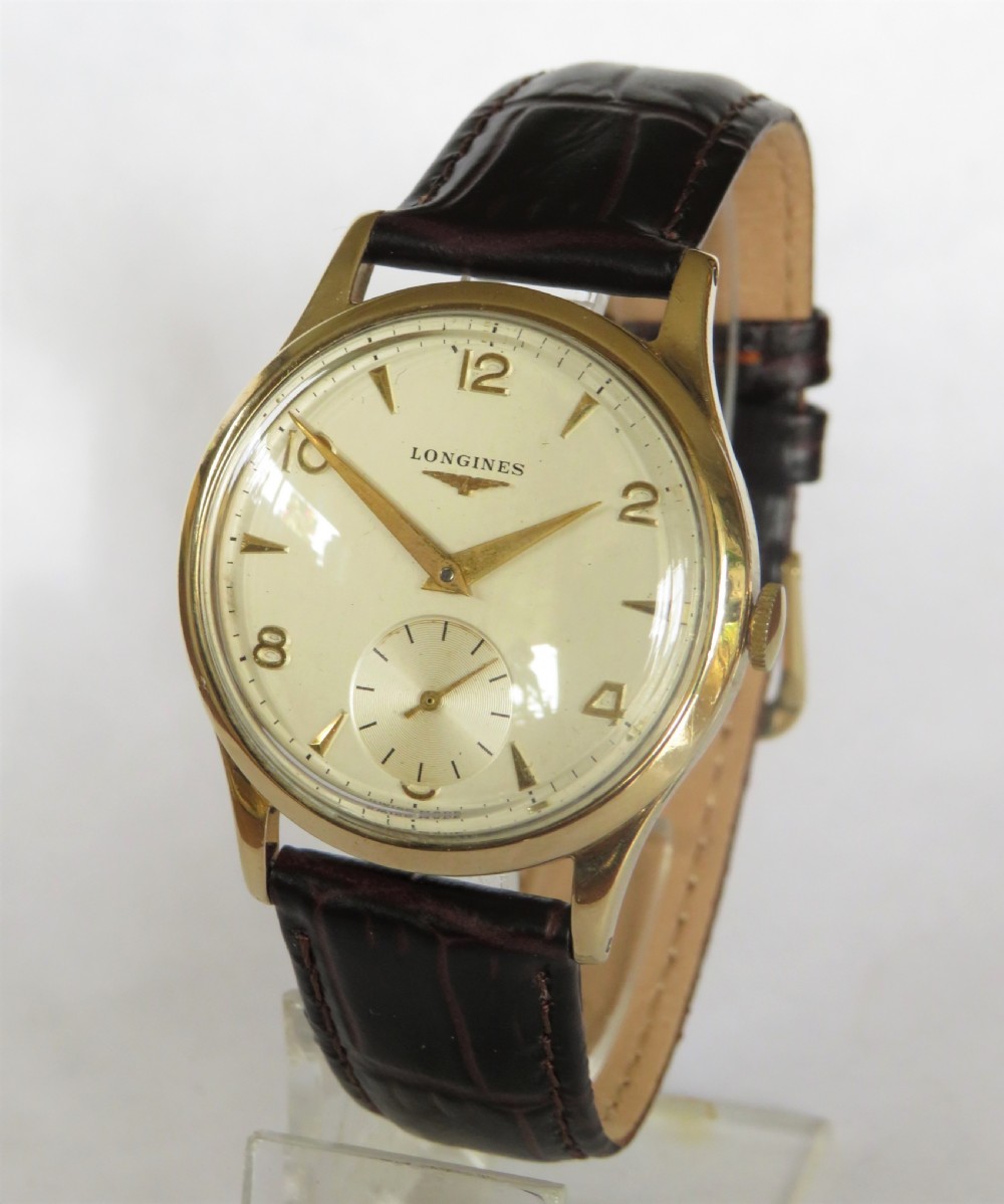 Gents 9ct gold Longines wrist watch, 1958