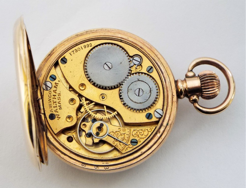Antique 1908 Waltham fob watch. View V