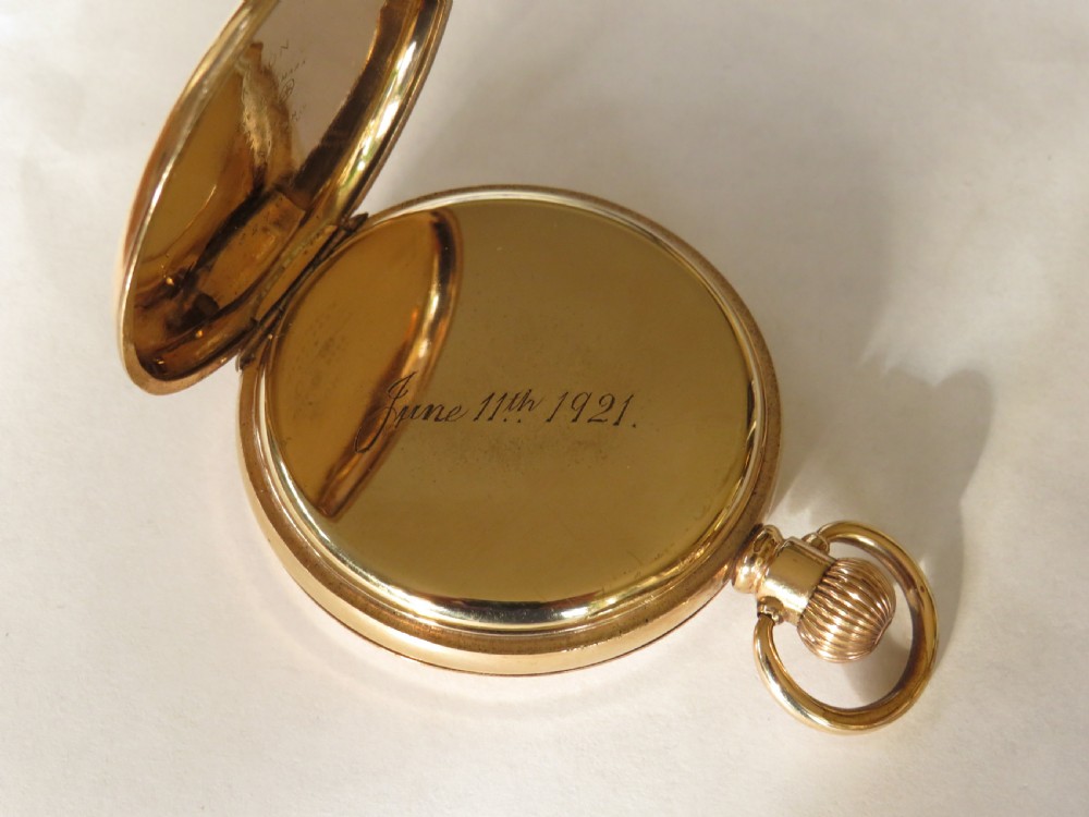 Waltham full hunter pocket watch, 1918 View III