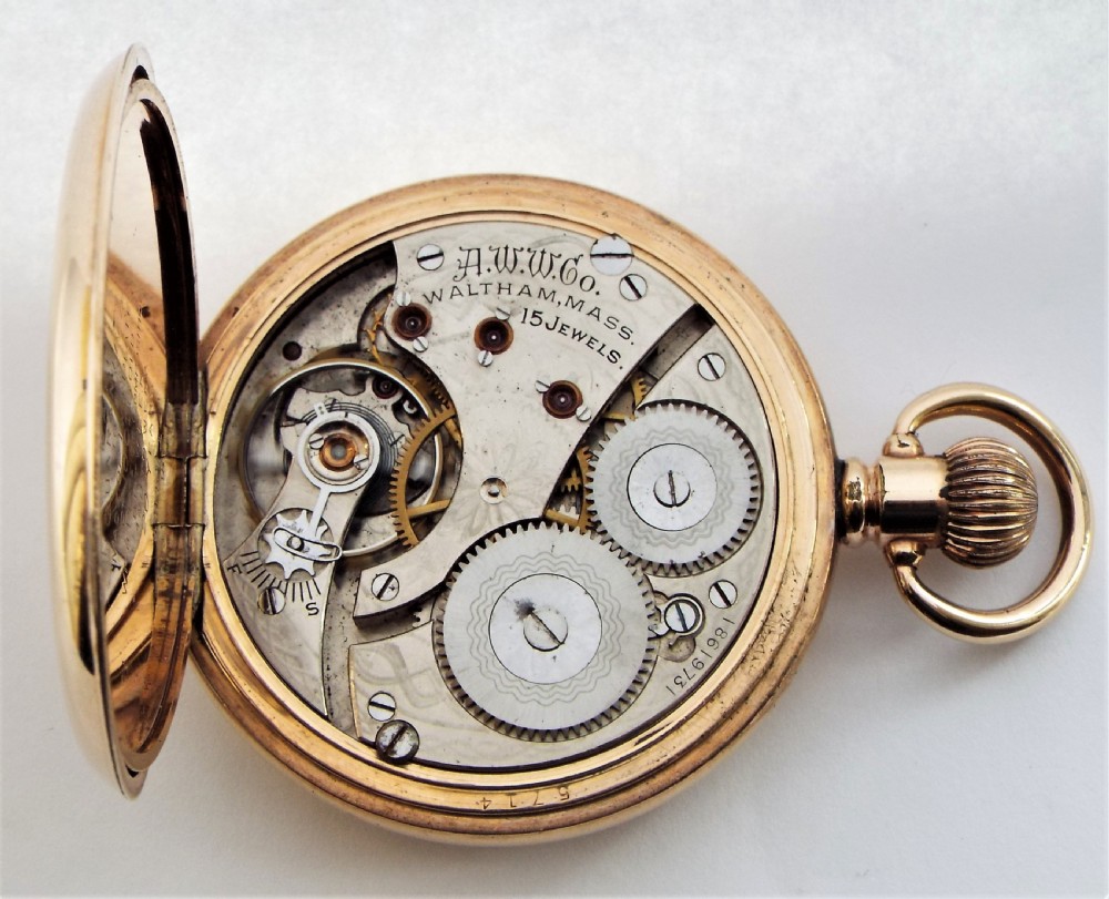 Antique Waltham full hunter pocket watch, 1912. View VI