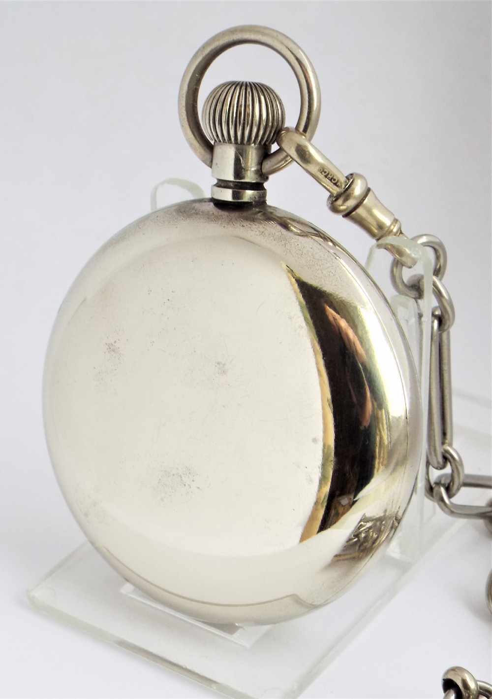 1920s Swiss pocket watch and chain. View III
