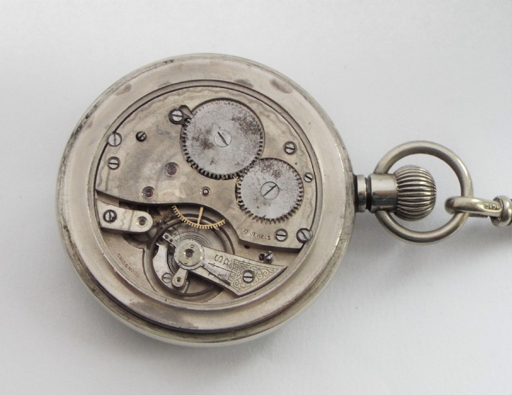 1920s Swiss pocket watch and chain. View IV