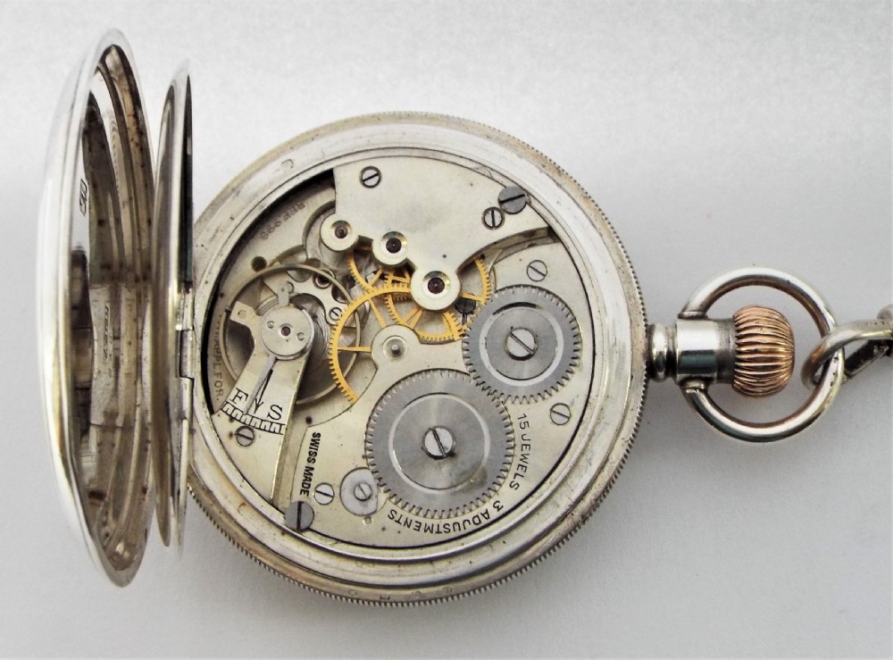 Antique silver Cyma full hunter pocket watch.  View V