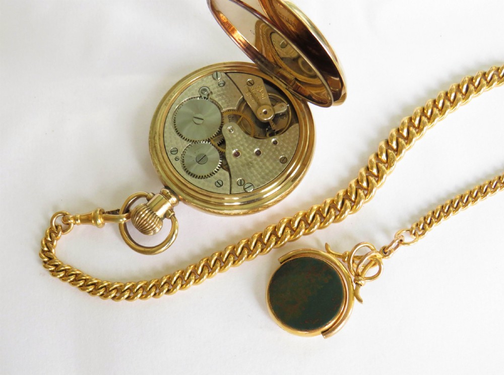 1930s half hunter pocket watch and chain View III