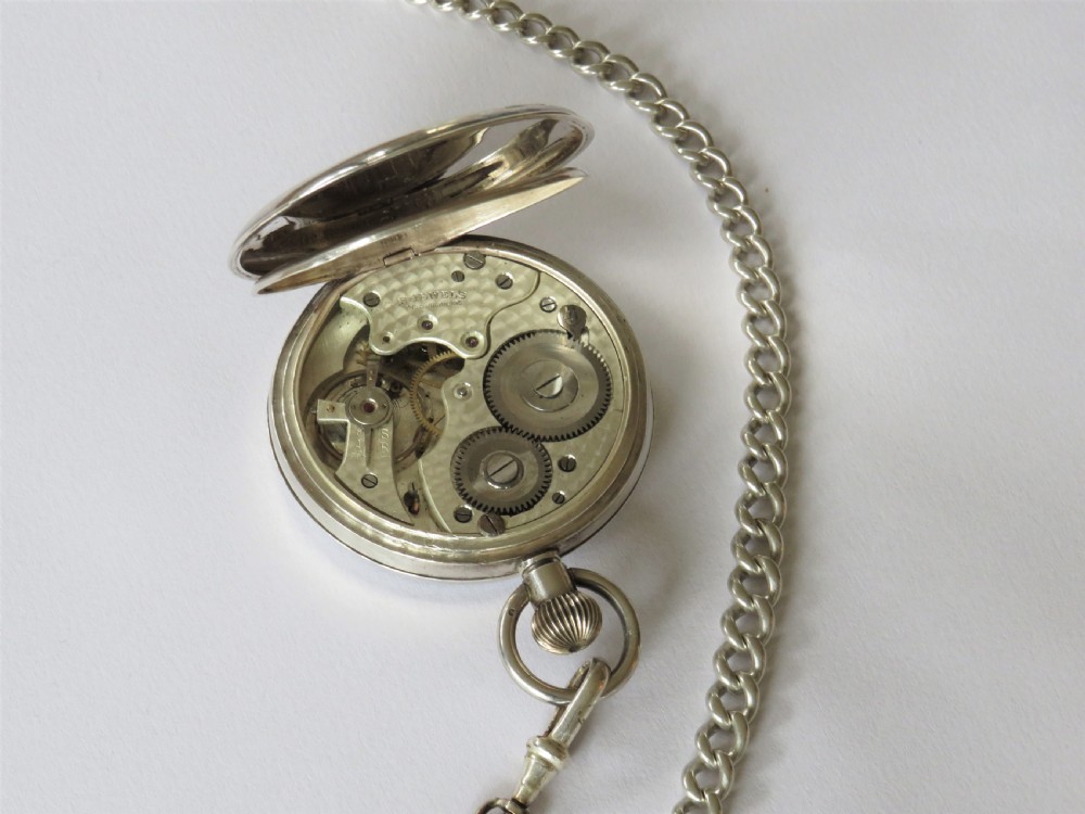 1929 Swiss silver pocket watch and chain View III