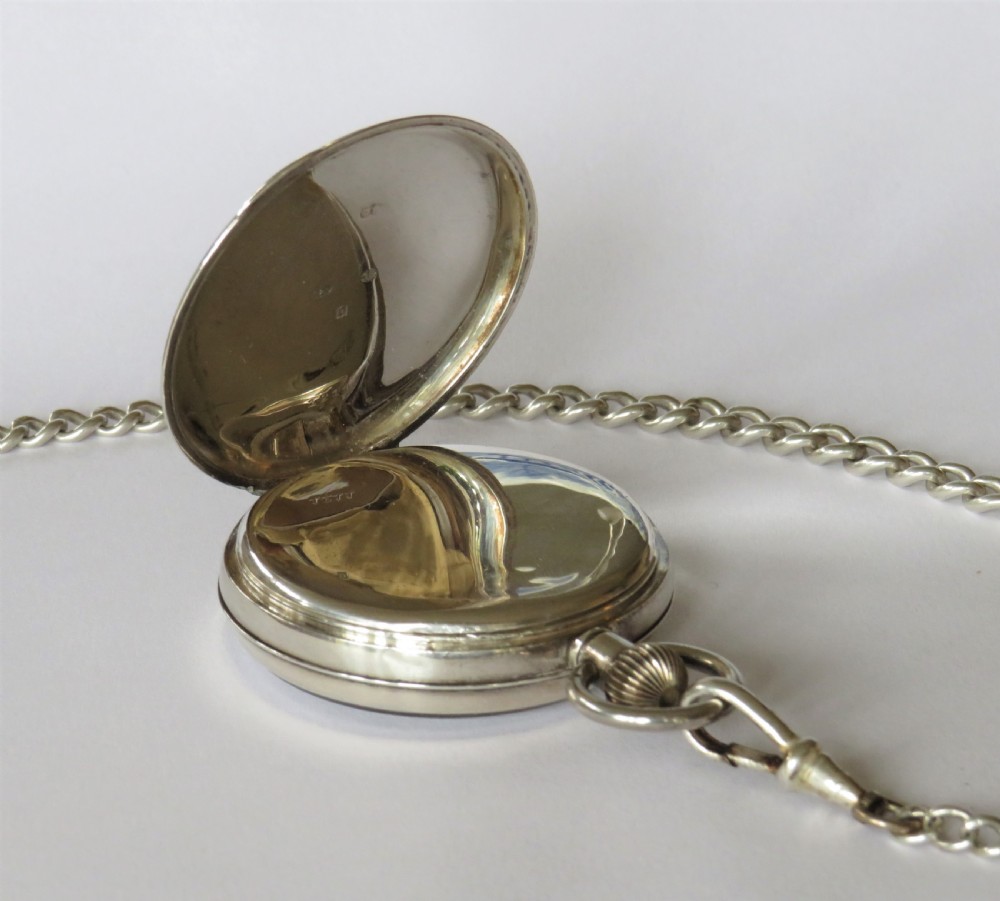1929 Swiss silver pocket watch and chain View IV