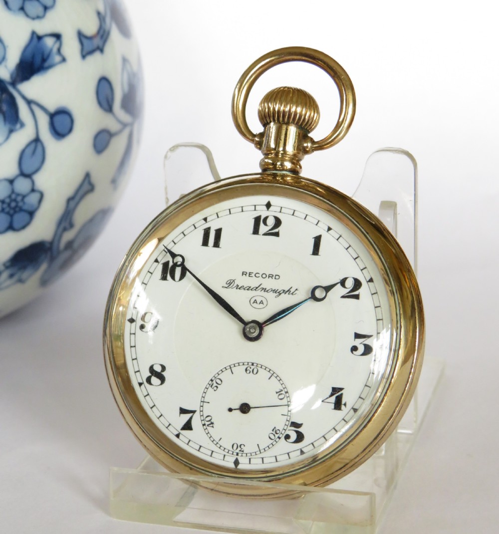 A 1930s Record Dreadnought pocket watch. View II