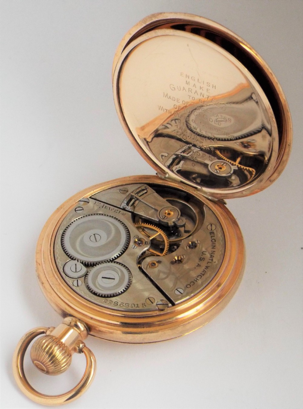 Antique 1920s Elgin full hunter pocket watch.   View V