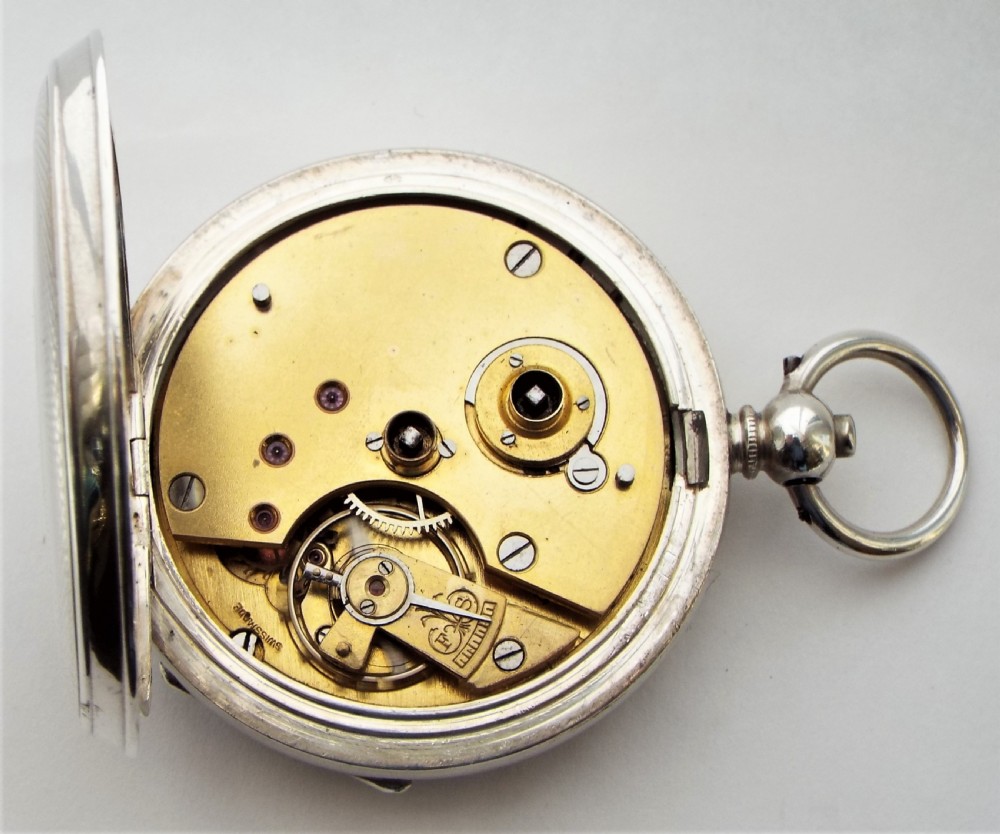 1920s Greenwich Lever silver pocket watch, Watts Derby. View V