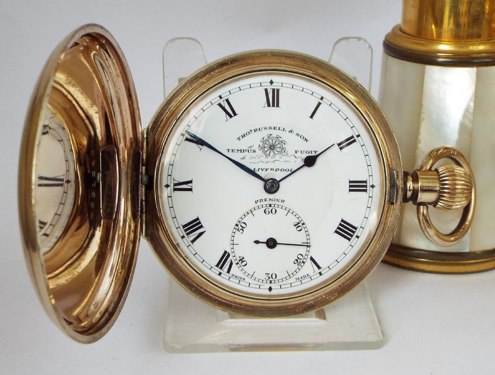 A 1930s Thomas Russell Premier full hunter pocket watch.