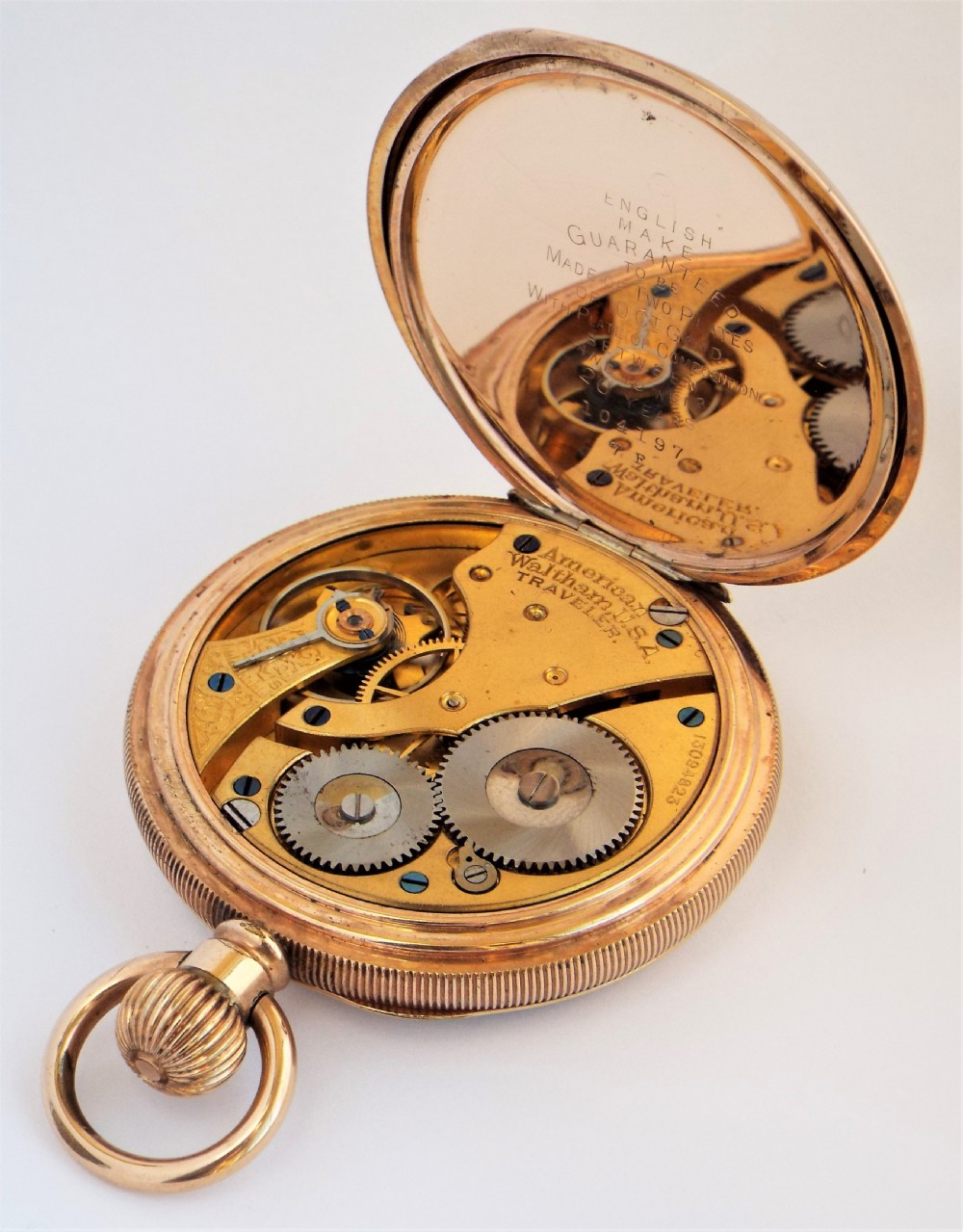 Antique 1903 Waltham Traveier pocket watch. View IV