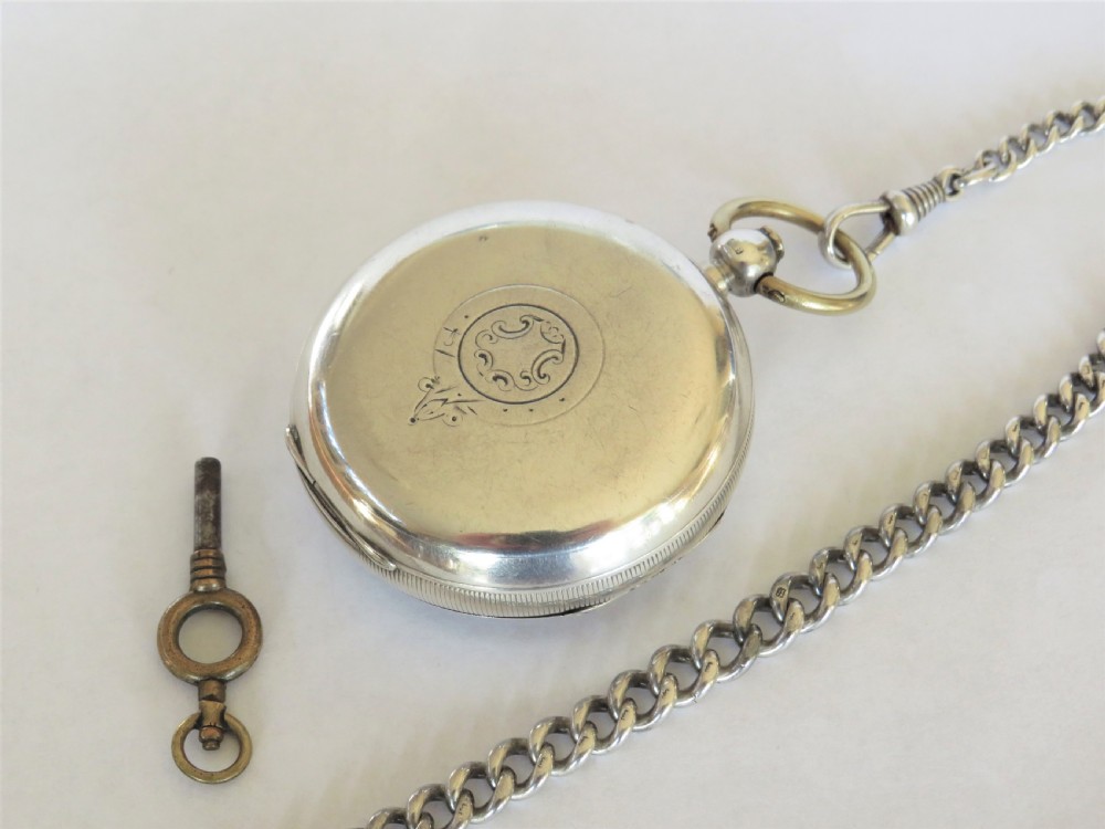 Antique silver H Samuel pocket watch and chain View III