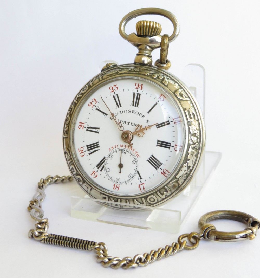 Antique Louis Roskopf pocket watch and chain