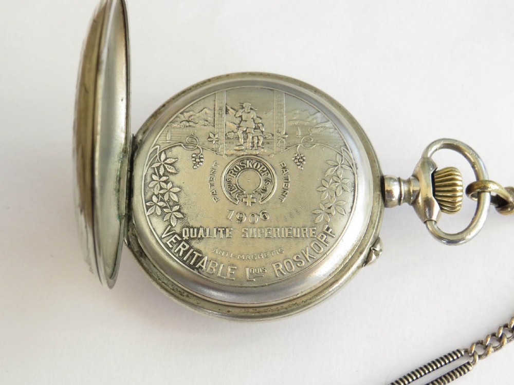 Antique Louis Roskopf pocket watch and chain View III
