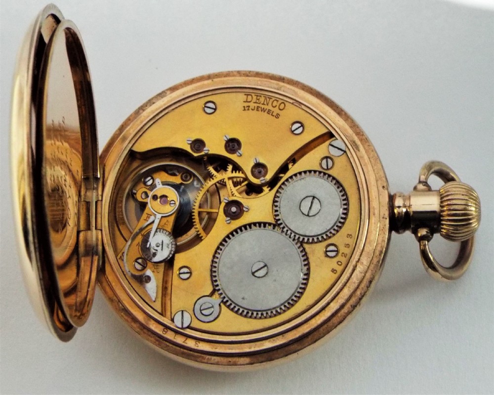 A 1930s Denco half hunter pocket watch. View VI