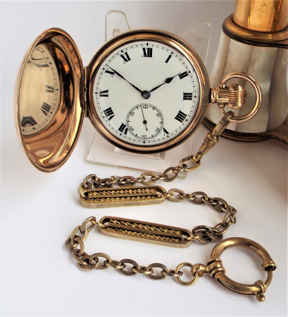 1920s full hunter pocket watch and chain.