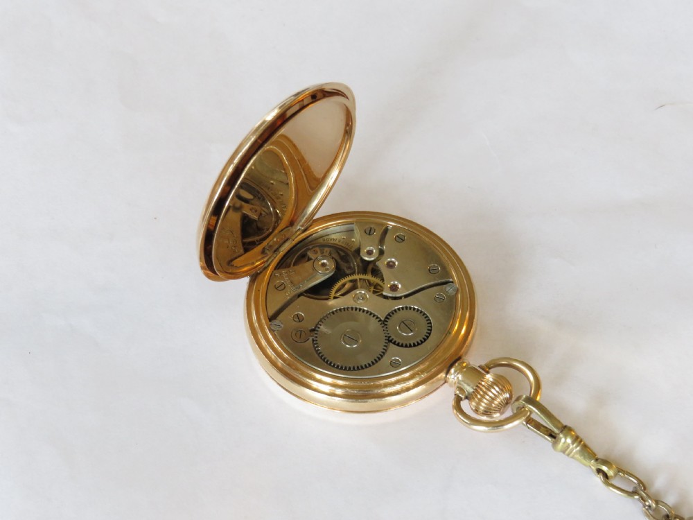 1920s full hunter pocket watch and chain. View V