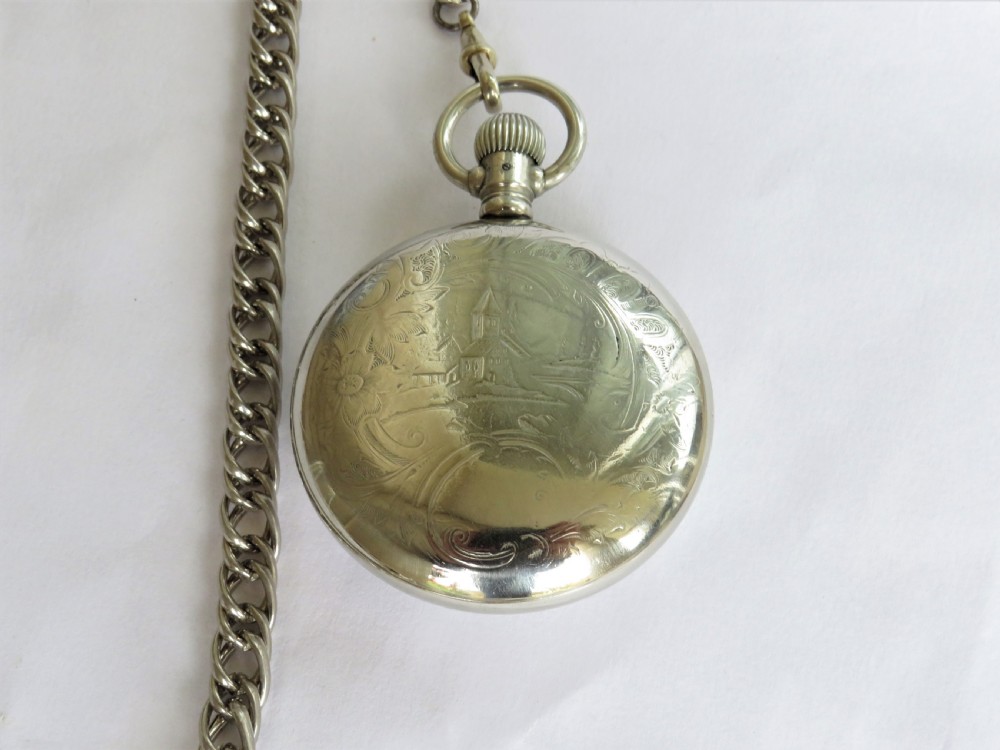 Large antique 1892 Waltham pocket watch & chain. View II